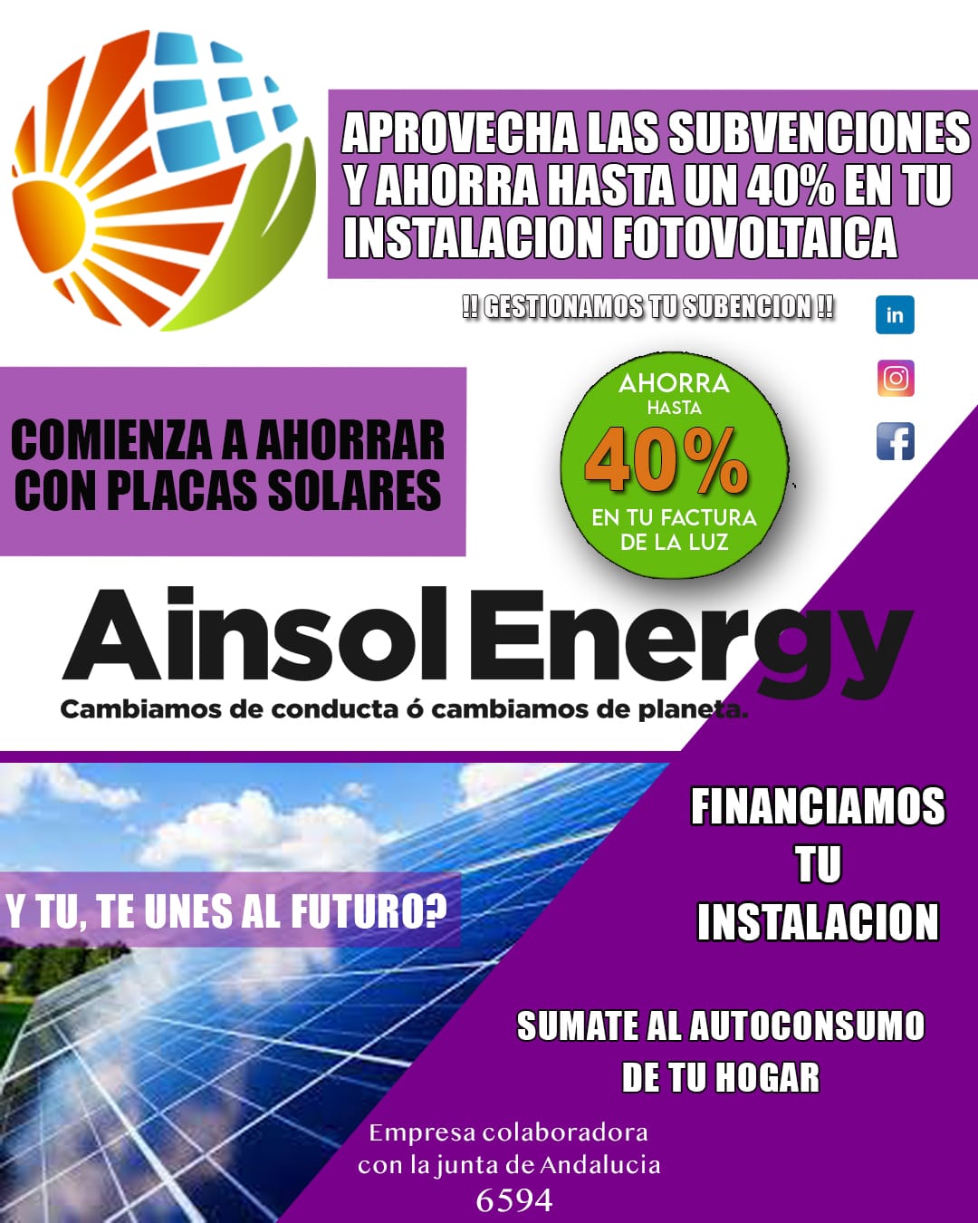 Instalación de paneles solares realizada por Ainsol Energy